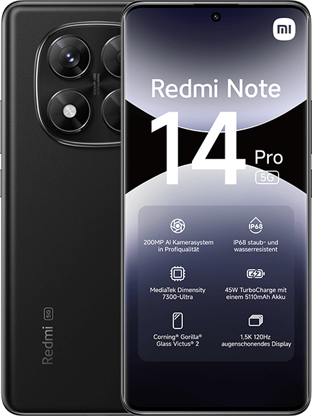 Xiaomi Redmi Note 14 Pro 5G Midnight Black + Xiaomi Redmi Buds 6 Active Black